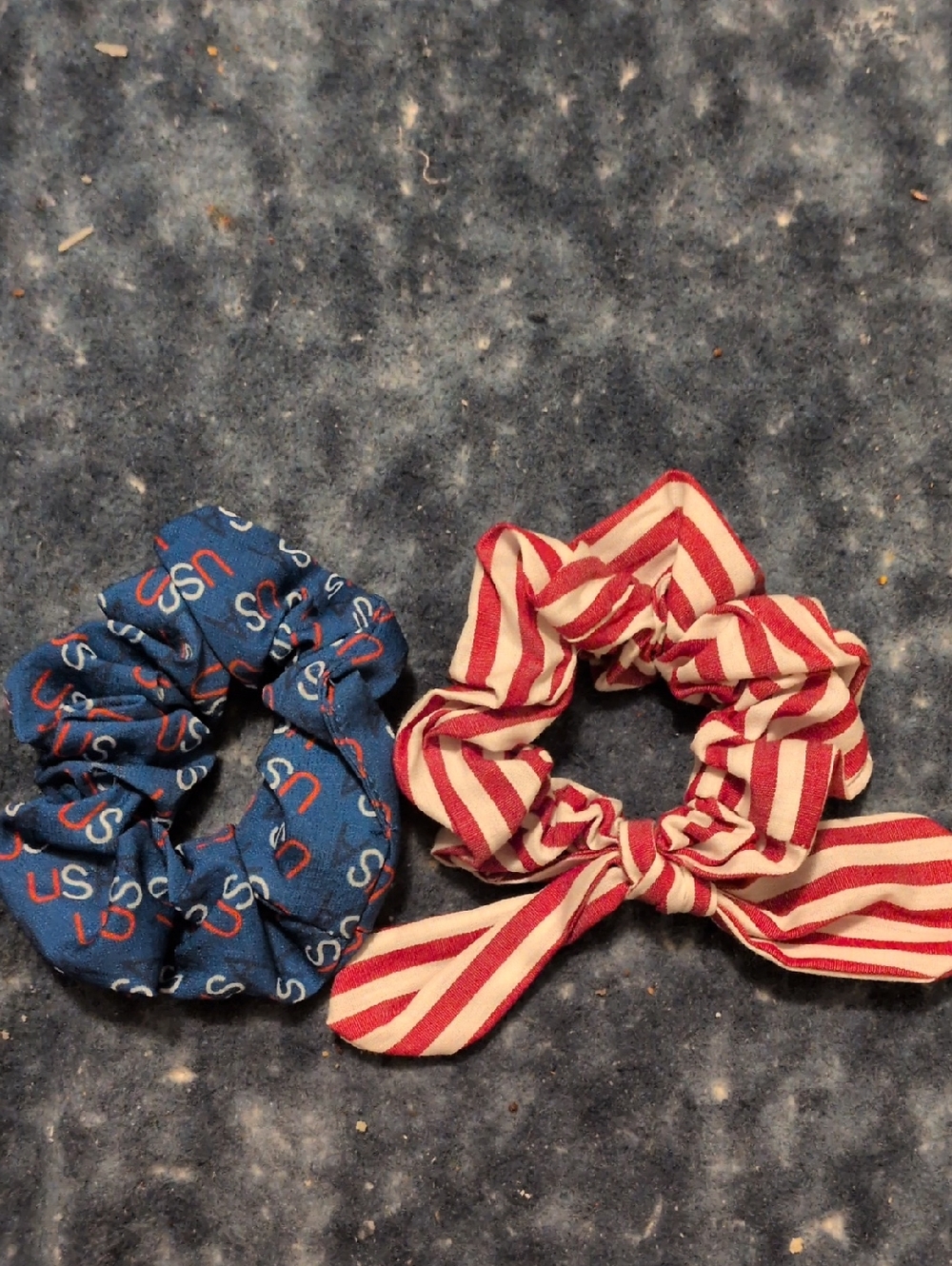 Patriotic Stripe and Navy 'USA' Scrunchie Set